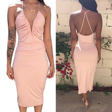 Sexy Women's Deep V-Neck Bodycon Dress Party Back Cross Bandage Dresses