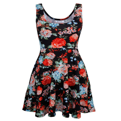 Sexy Women's Floral Sleeveless Short Mini Dress Body-con Casual Beach Sundress