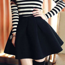 Sexy Womens High Waist Skater Mini Skirt Plain Flared Pleated A-Line Short  Whole