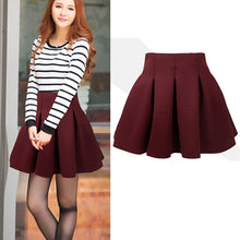 Sexy Womens High Waist Skater Mini Skirt Plain Flared Pleated A-Line Short  Whole