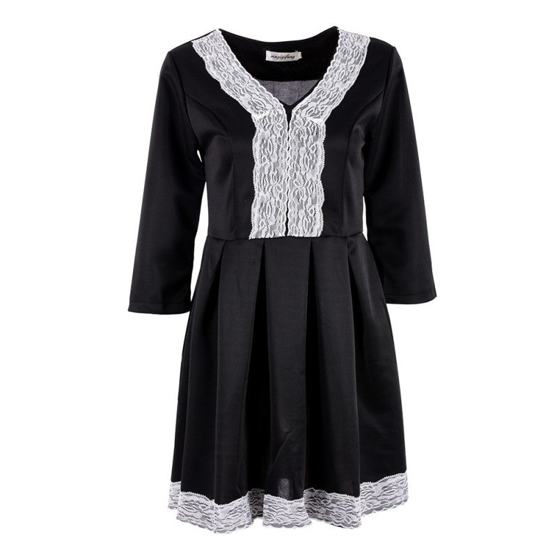 Sexy Womens V-neck Evening Party Dress Lady Lace Formal Dresses
