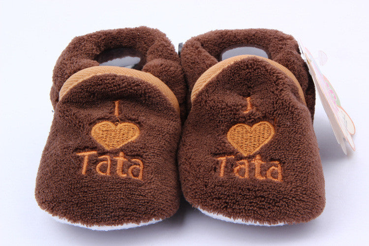 Soft Cozy Baby Toddler Shoes Kids Boy Girls Heart & Letter Pattern Warm Crib First Walkers Skid-proof Shoes 0-1Y