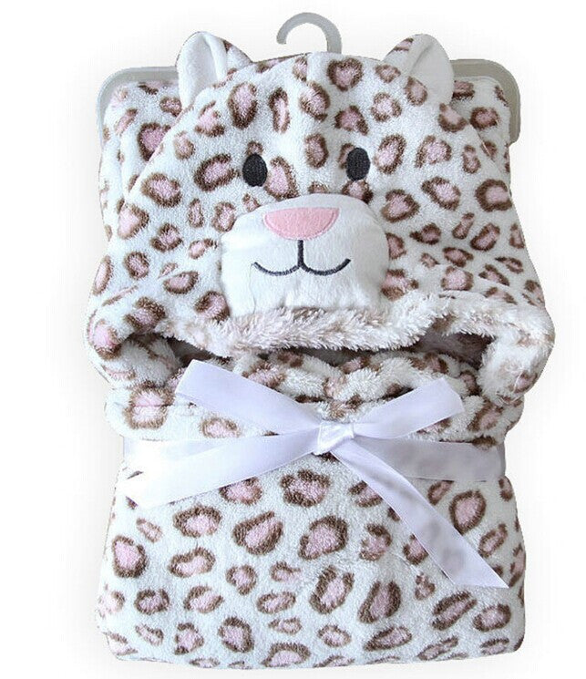 Soft Fleece Baby Coral Bag Blanket Towel Animal Shape Hooded Bathrobe Towel