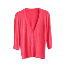 Solid Color Women's Knitwear Cardigan 3/4 Sleeve Casual Sweater Short Outerwear