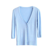 Solid Color Women's Knitwear Cardigan 3/4 Sleeve Casual Sweater Short Outerwear
