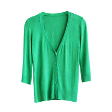 Solid Color Women's Knitwear Cardigan 3/4 Sleeve Casual Sweater Short Outerwear