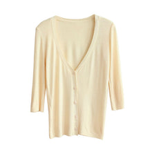 Solid Color Women's Knitwear Cardigan 3/4 Sleeve Casual Sweater Short Outerwear