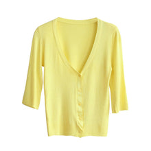 Solid Color Women's Knitwear Cardigan 3/4 Sleeve Casual Sweater Short Outerwear