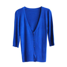 Solid Color Women's Knitwear Cardigan 3/4 Sleeve Casual Sweater Short Outerwear