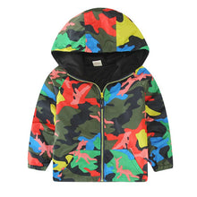 Kids Children Hooded Jackets Coats Boys Girls Outerwears Windbreaker Camo Clothes