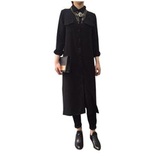 Women Chiffon Dress Single Breasted Lapel Tops Casual Loose Long Sleeve Dresses Robe Femme