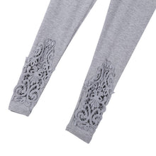Women Cozy Modal Cotton Knitted Leggings Lace Print Flower Hollow Out Stretch Pants