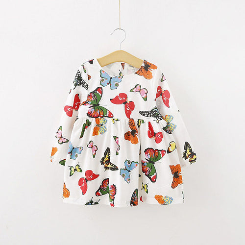 Stylish Baby Children Tunic Dress Toddler Girl Long Sleeve Butterfly Outfits