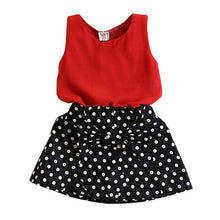 Casual Kids Baby Girls Clothes Set Sleeveless Chiffon Tops+Polka Dot Skirts Cute Toddler Girl Clothes