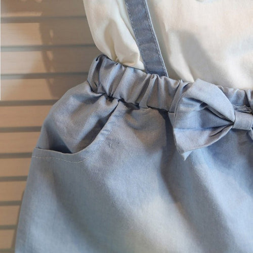 Girls Dresses Kids Bow toddler O-Neck Sleeveless Denim Dress Baby One-Piece Sundress 1-5 Years
