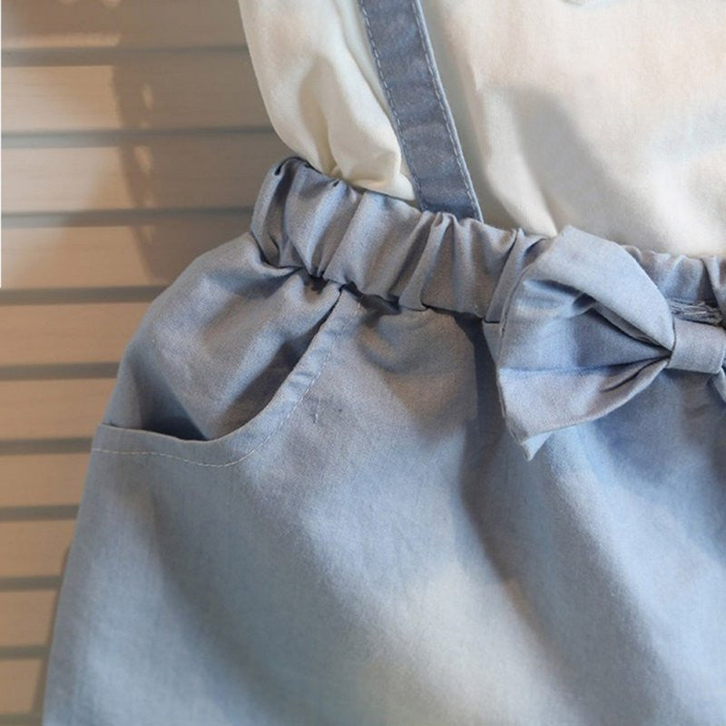 Girls Dresses Kids Bow toddler O-Neck Sleeveless Denim Dress Baby One-Piece Sundress 1-5 Years