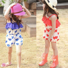 Girls Kid Harem Pants Short Trousers Chiffon Heart Pattern Jumpsuit 2-6Y