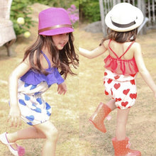 Girls Kid Harem Pants Short Trousers Chiffon Heart Pattern Jumpsuit 2-6Y
