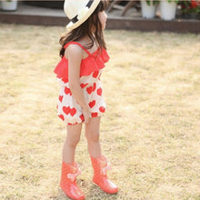 Girls Kid Harem Pants Short Trousers Chiffon Heart Pattern Jumpsuit 2-6Y
