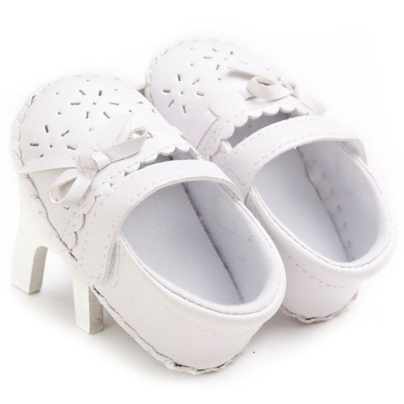 Infants Kids Soft Soled Crib Shoes Baby Girls Flat Bottom Bow Shoes Y4