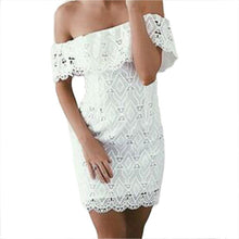 Off Shoulder Lace Dress Sexy Elegant Hollow Out Ruffles Party Club Dresses Vestidos Robes