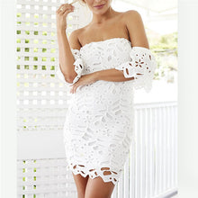 Off Shoulder Lace Dress Sexy Elegant Hollow Out Ruffles Party Club Dresses Vestidos Robes