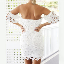 Off Shoulder Lace Dress Sexy Elegant Hollow Out Ruffles Party Club Dresses Vestidos Robes