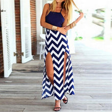 Sexy Women Backless Striped Split Chiffon Maxi Dress Party Beach Long Cusual