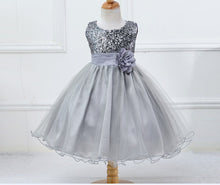 Style Sleeveless Kids Baby Girls Dresses Sequin Flower Back Bowknot Wedding Party Tutu Dress