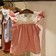 Toddler Kids Girls Casual Lace Splicing Shirt Cotton Soft Blouse Tops 2-6 Year