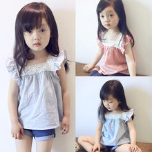 Toddler Kids Girls Casual Lace Splicing Shirt Cotton Soft Blouse Tops 2-6 Year