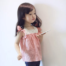 Toddler Kids Girls Casual Lace Splicing Shirt Cotton Soft Blouse Tops 2-6 Year