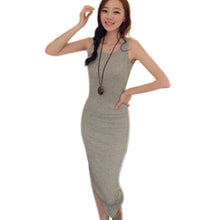 Women Boho Beach Sleeveless Bottoming Bodycon Dresses Long Cotton Vest Dress Vestidos