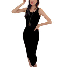 Women Boho Beach Sleeveless Bottoming Bodycon Dresses Long Cotton Vest Dress Vestidos