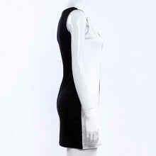 Women Dresses  Black and White Striped Sexy Sleeveless Party Evening Mini Short Straight Dresses