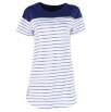 Women Mini Dress Blue Striped Pattern Sundress Party Beach Short Dress