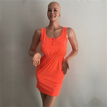 Women Party Evening Beach Slim Mini Dress Elastic Slim Waist Sleeveless Casual Dresses