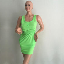 Women Party Evening Beach Slim Mini Dress Elastic Slim Waist Sleeveless Casual Dresses