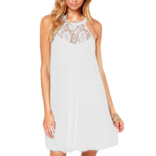Women Sexy Lace Patchwork Chiffon Mini Sleeveless Dress Casual Loose Party Dresses Plus  L4