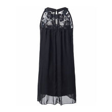 Women Sexy Lace Patchwork Chiffon Mini Sleeveless Dress Casual Loose Party Dresses Plus  L4