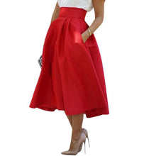 Women's Vintage High Waist Knee-Length Skirt Pleated Beach Skirt Flared