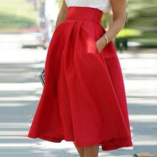Women's Vintage High Waist Knee-Length Skirt Pleated Beach Skirt Flared