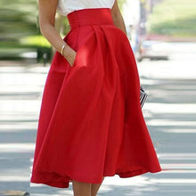 Women's Vintage High Waist Knee-Length Skirt Pleated Beach Skirt Flared
