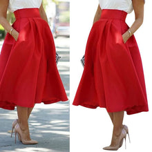 Women's Vintage High Waist Knee-Length Skirt Pleated Beach Skirt Flared