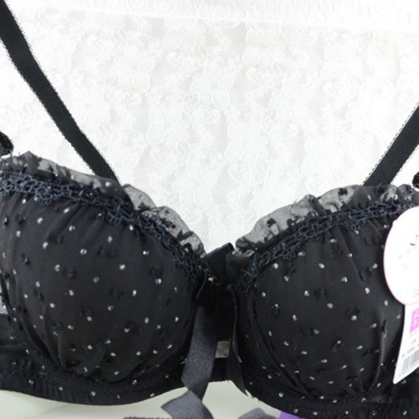 Sweet Girls Sexy Women Lace Bras Bow Push Up Bra Underwired Dot Brassiere 32 34 36 B