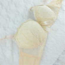 Sweet Girls Sexy Women Lace Bras Bow Push Up Bra Underwired Dot Brassiere 32 34 36 B
