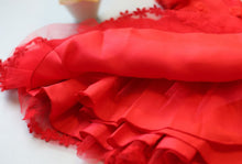 Toddler Kids Girls Short Sleeve Flowers Print Red Ball Gown Party Tang Suit Prom Dress