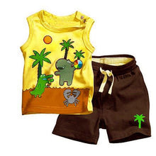 Toddlers Baby Boy's Outfits Bodysuits Clothes Set Coconut Tree Pattern Sleeveless Clothing Tops+Pants