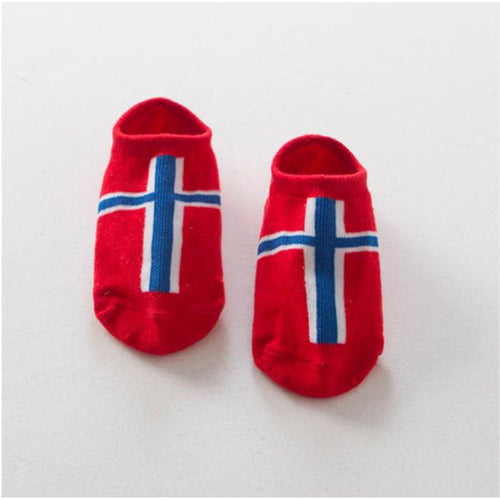 Toddlers Boy Baby Infant Girl Ankle Socks Flag Print Cotton Anti-slip Socks For 0-4 Y Y2