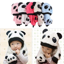 1-3Y Baby Girls Boys Hats Neckerchief+Beanie Hat and Scarf Set Cartoon Panda Cap